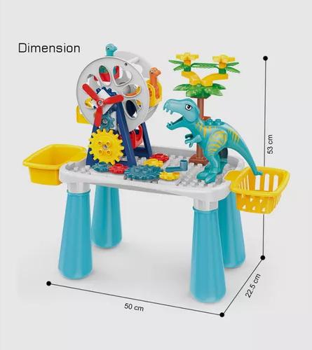 MESA DE JUEGOS DIDÁCTICA DE BLOQUES DE DINOSAURIOS 52 PIEZAS MULTICOLOR - 4