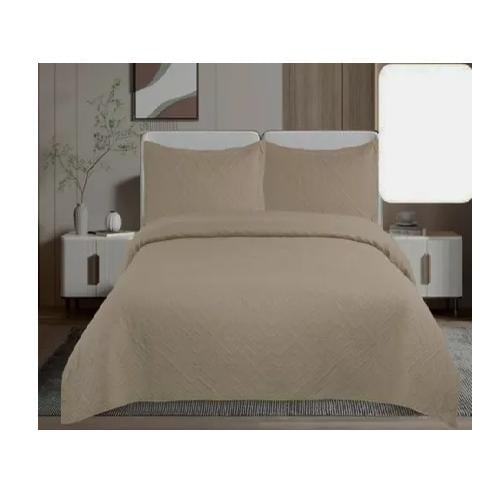 CUBRECAMA DE VERANO 1.5 PLAZAS + 1 FUNDA COBERTOR, COLOR BEIGE - 1