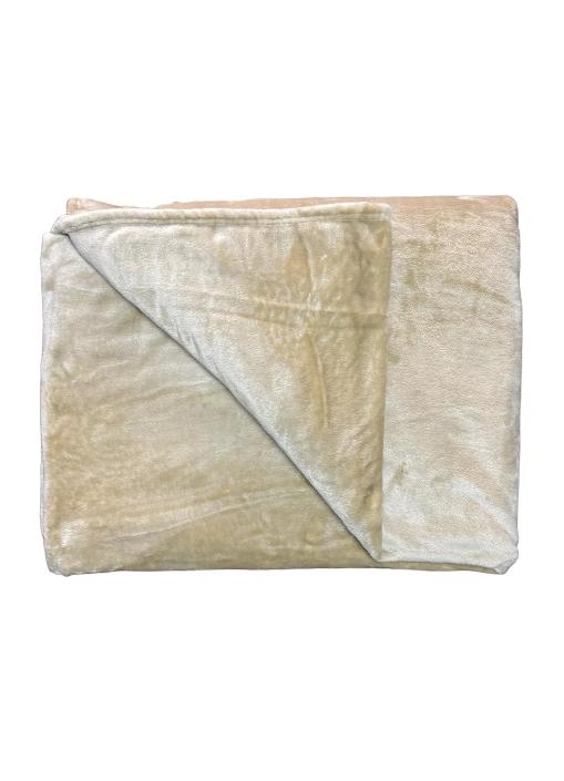 FRAZADA 1.5 PLAZA CAMEL FLEECE, COLOR CREMA - 3