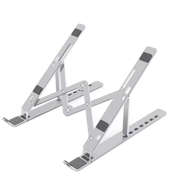 SOPORTE PORTÁTIL NOTEBOOK ALUMINIO PLEGABLE 7 NIVELES PLATEADO - 1