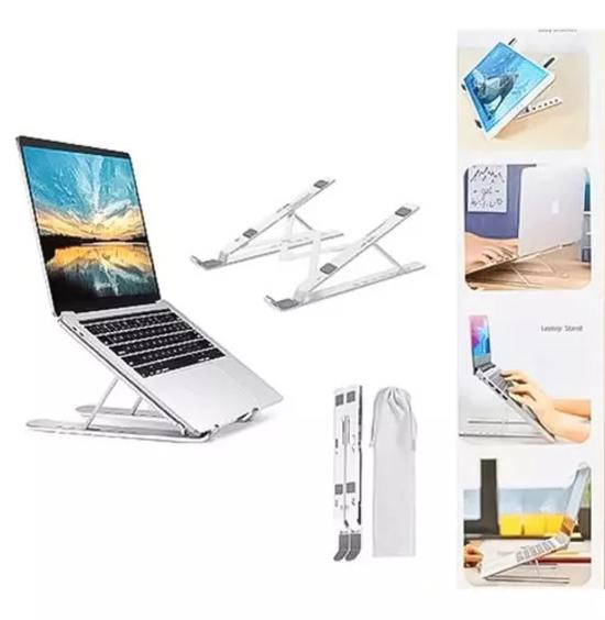 SOPORTE PORTÁTIL NOTEBOOK ALUMINIO PLEGABLE 7 NIVELES PLATEADO - 5