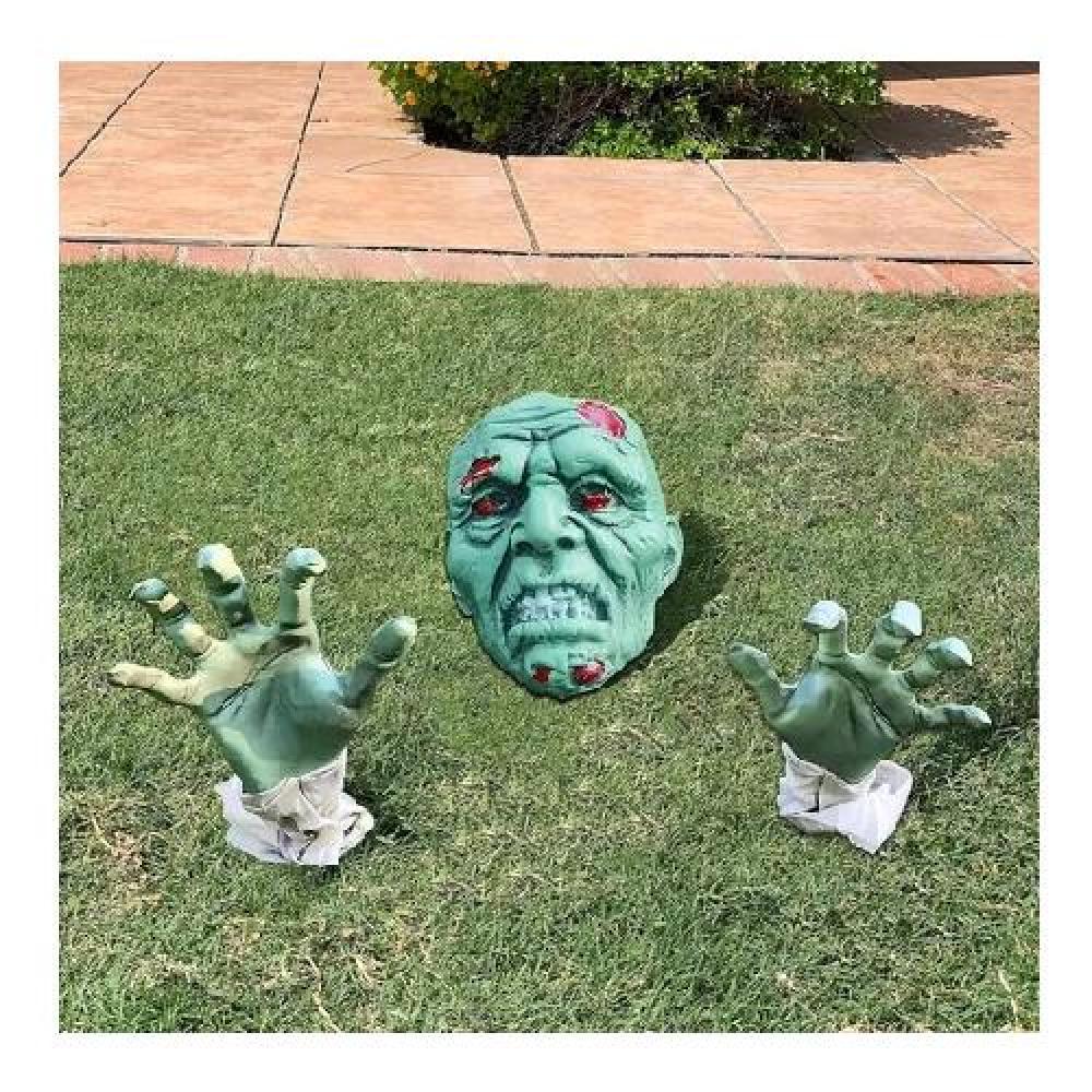 MÁSCARAS DE TERROR PARA DISFRAZ DE HALLOWEEN, CALAVERA CON MANOS VERDES - 2
