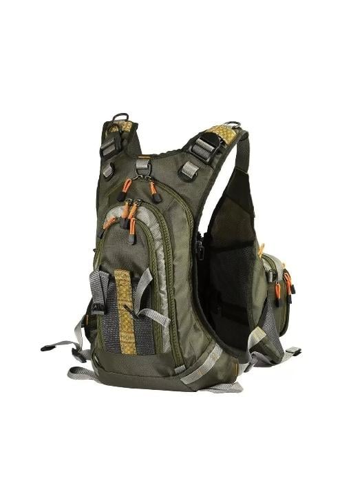 CHALECO DE PESCA AJUSTABLE DE MALLA CON MOCHILA TALLA ESTÁNDAR, VERDE - 4