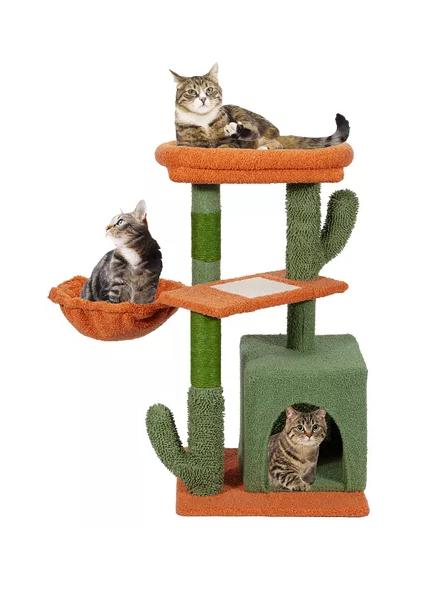 TORRE ARBOL RASCADOR GATOS POSTE MICHI CACTUS VERDE - 1