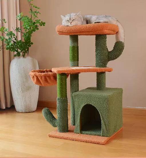 TORRE ARBOL RASCADOR GATOS POSTE MICHI CACTUS VERDE - 3