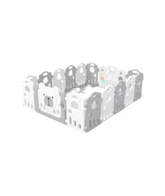 CORRAL PLEGABLE BEBÉ ARMABLE CON PANELES DE SEGURIDAD, GRIS - 1