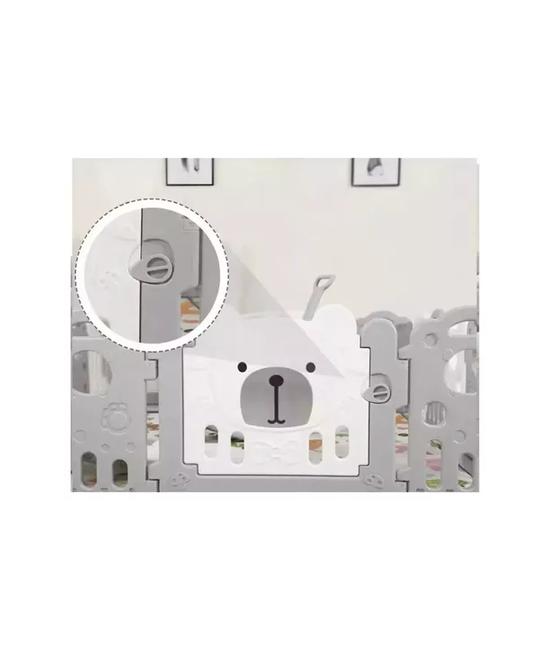 CORRAL PLEGABLE BEBÉ ARMABLE CON PANELES DE SEGURIDAD, GRIS - 5