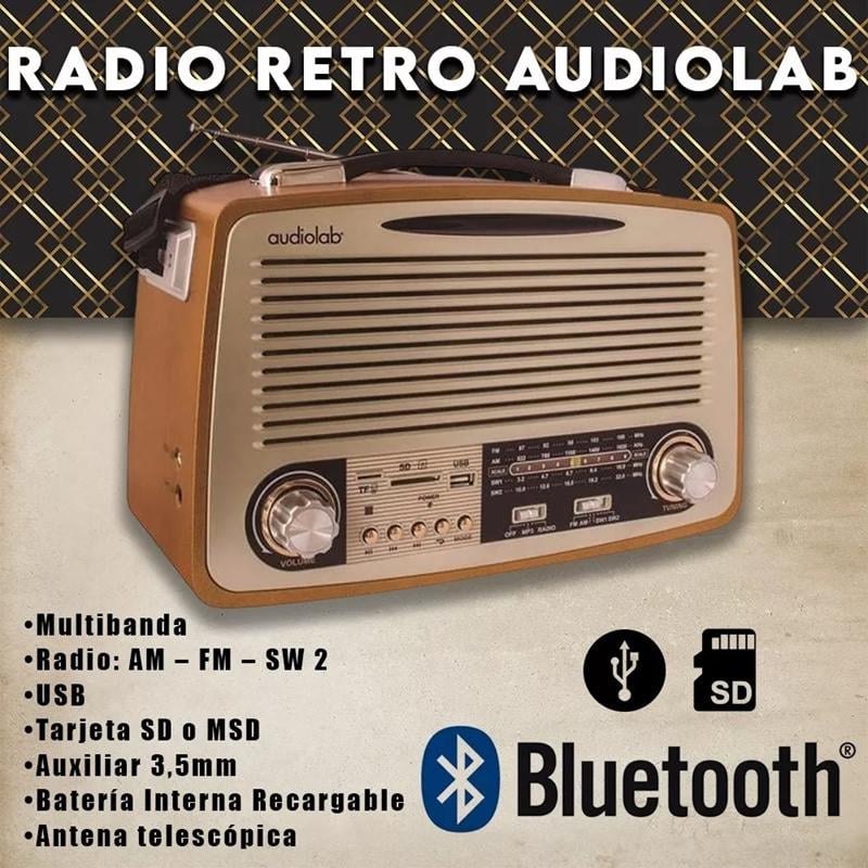 RADIO RETRO BLUETOOTH 01 AUDIOLAB, COLOR MARRÓN - 3