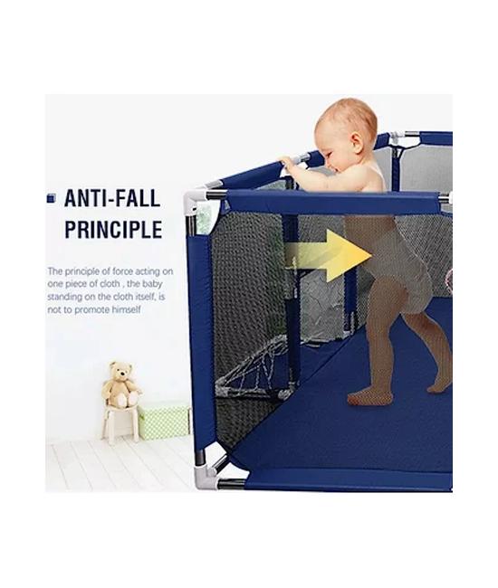 CORRAL DE SEGURIDAD PARA BEBÉS CON ARO DE BASKET, 180CM, AZUL - 3