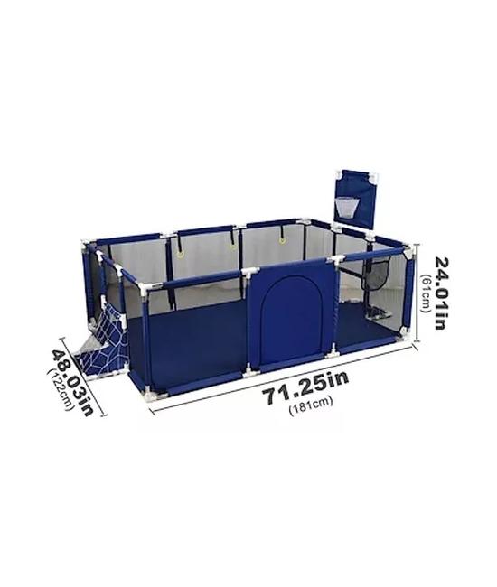 CORRAL DE SEGURIDAD PARA BEBÉS CON ARO DE BASKET, 180CM, AZUL - 5