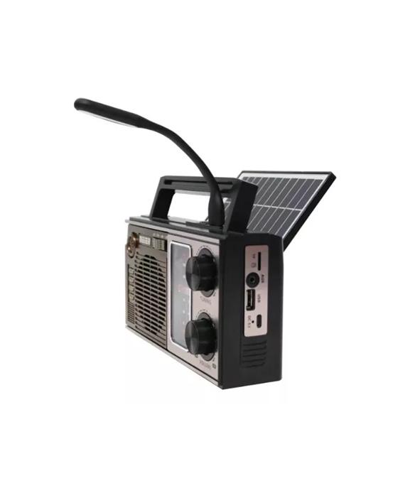 RADIO VINTAGE ESTILO ANTIGUO, PANEL SOLAR + LUZ + AUX + USB, MARRÓN - 4