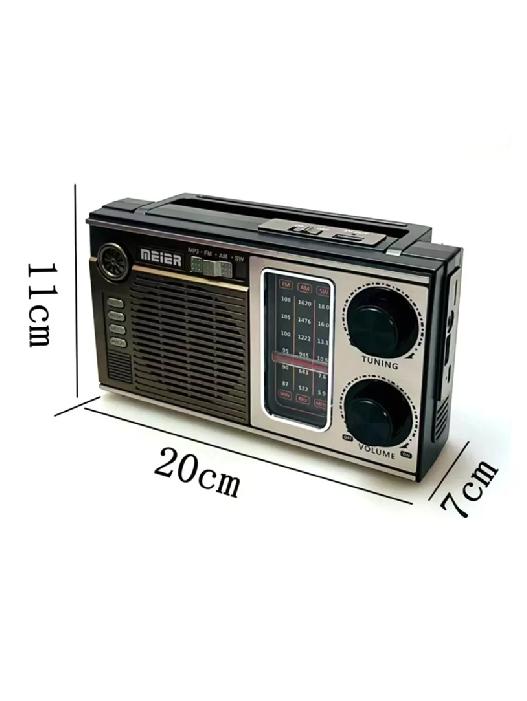 RADIO VINTAGE ESTILO ANTIGUO, PANEL SOLAR + LUZ + AUX + USB, MARRÓN - 6