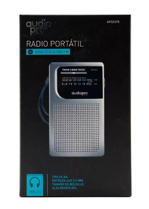 RADIO FM/AM PORTÁTIL DE BOLSILLO AUDIOPRO AP02079, COLOR GRIS - 3