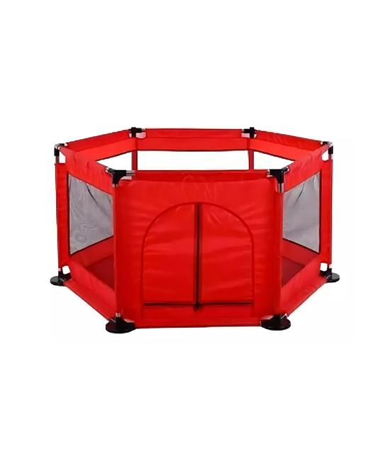 CORRAL DE SEGURIDAD PARA BEBÉ HEXAGONAL 130 CM + PELOTAS, ROJO - 1