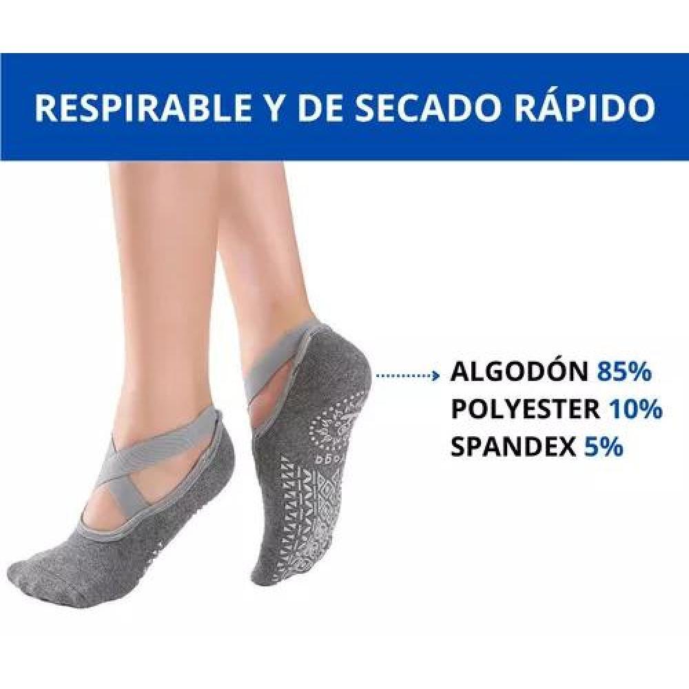 CALCETINES ANTIDESLIZANTES PARA YOGA Y PILATES, SET DE 3 PARES, COLORES BORDÓ, NEGRO Y GRIS, T 41 - 2