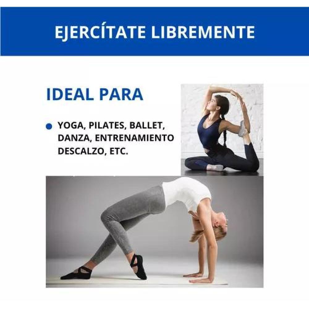 CALCETINES ANTIDESLIZANTES PARA YOGA Y PILATES, SET DE 3 PARES, COLORES BORDÓ, NEGRO Y GRIS, T 41 - 3