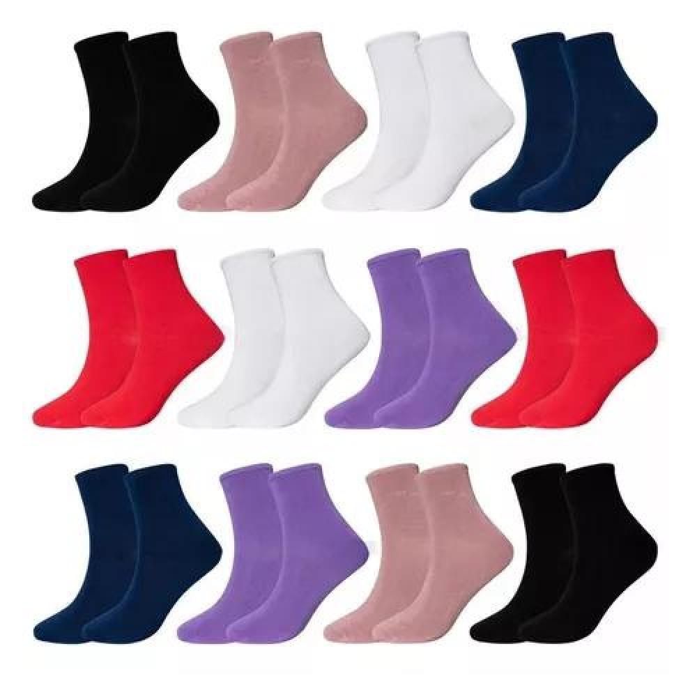 CALCETINES DE BAMBÚ PARA MUJER, DIABÉTICOS, SIN COSTURAS, 12 UNIDADES, MULTICOLOR - 1