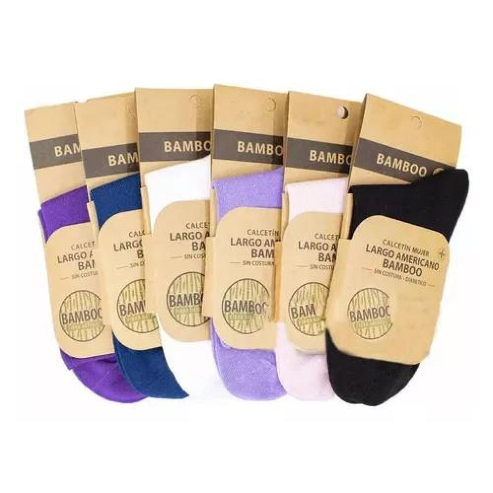 CALCETINES DE BAMBÚ PARA MUJER, DIABÉTICOS, SIN COSTURAS, 12 UNIDADES, MULTICOLOR - 5