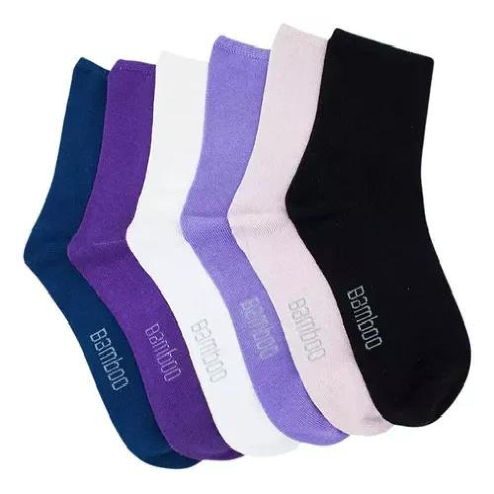 CALCETINES DE BAMBÚ PARA MUJER, DIABÉTICOS, SIN COSTURAS, 12 UNIDADES, MULTICOLOR - 7