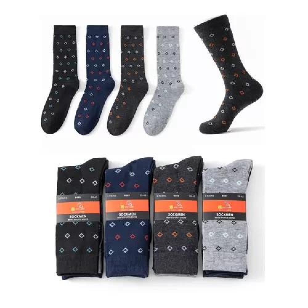 PACK DE 12 CALCETINES LARGOS DE BAMBÚ PARA HOMBRE, CALCETAS DE VESTIR, DISEÑO ROMBO, MULTICOLOR - 3