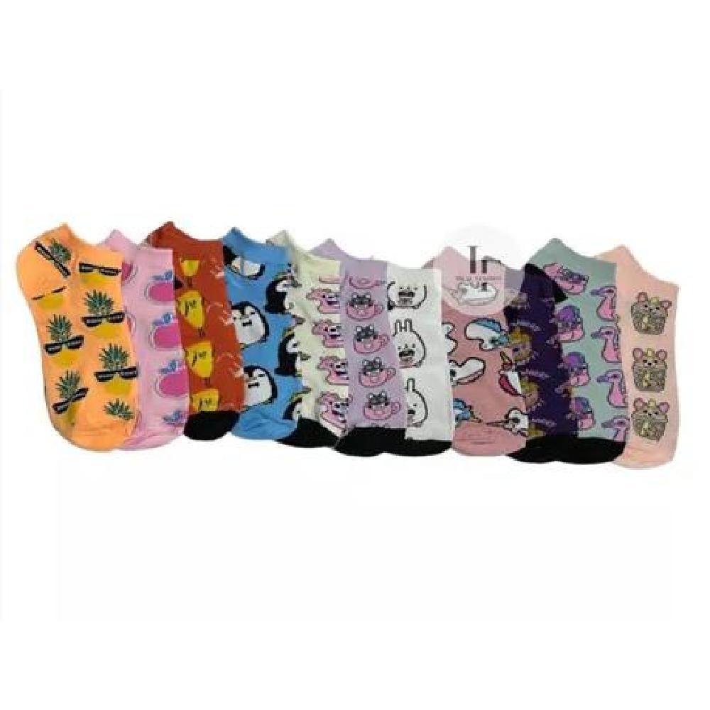 PACK DE 12 CALCETINES PARA MUJER, ALGODÓN, CON DISEÑOS DIVERTIDOS, MULTICOLOR - 7