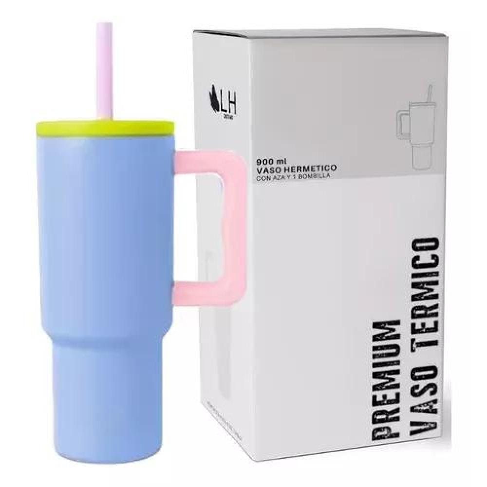 VASO TÉRMICO MUG, 900 LT, ACERO INOXIDABLE, CELESTE - 1