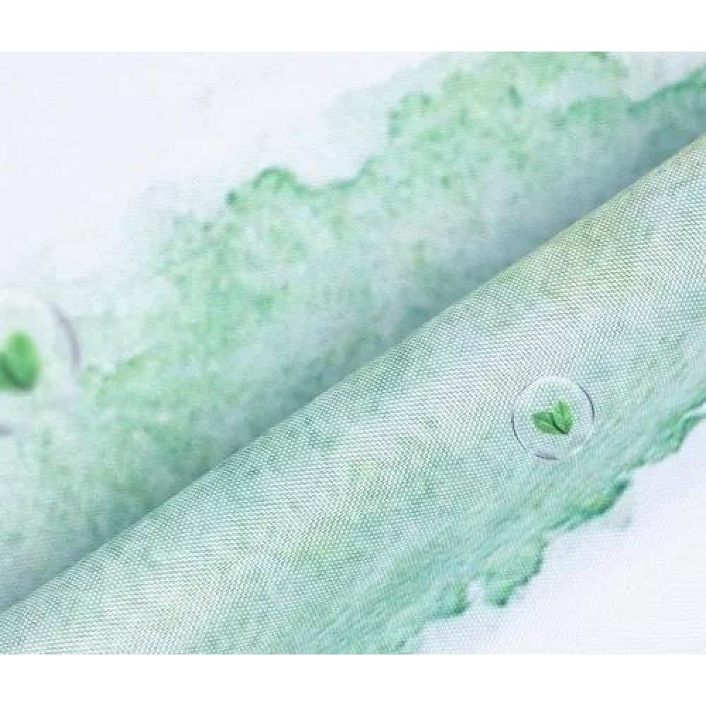 CORTINA DE BAÑO Y DUCHA, TELA IMPERMEABLE, BLANCA CON FLORES - 3