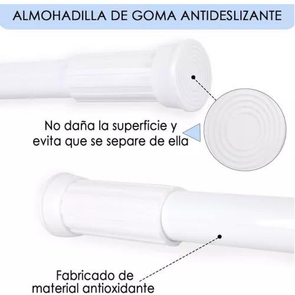 BARRA EXTENSIBLE PARA CORTINA DE DUCHA, 110-200 CM, ACERO CROMADO, COLOR BLANCO - 8