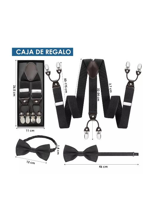 SUSPENSOR HUMITA EN CAJA TIRANTES HOMBRE AJUSTABLE ELÁSTICO, NEGRO - 6