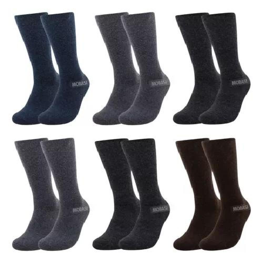 PACK DE 6 CALCETINES TÉRMICOS DE LANA PARA INVIERNO, GRUESOS, SIN COSTURA, COLOR OSCURO - 1