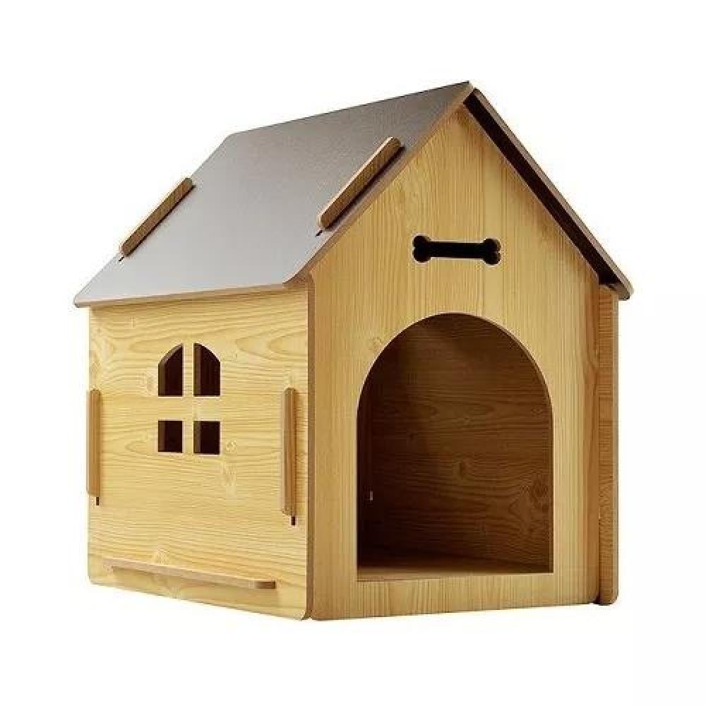 CASITA DE MADERA PARA PERRO MASCOTA 51X37X52 CM - M CAFÉ - 1