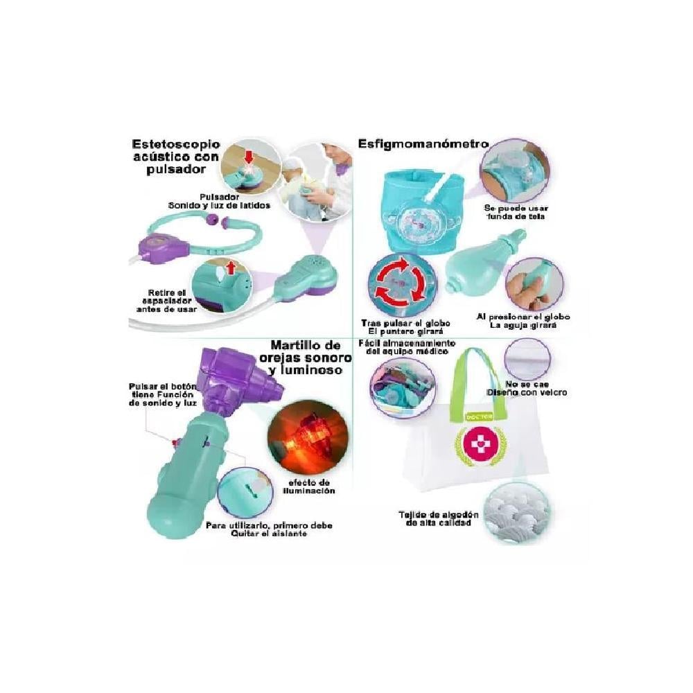 SET DE JUGUETES MÉDICO PARA NIÑOS CON LUZ Y SONIDO BLANCO - 5