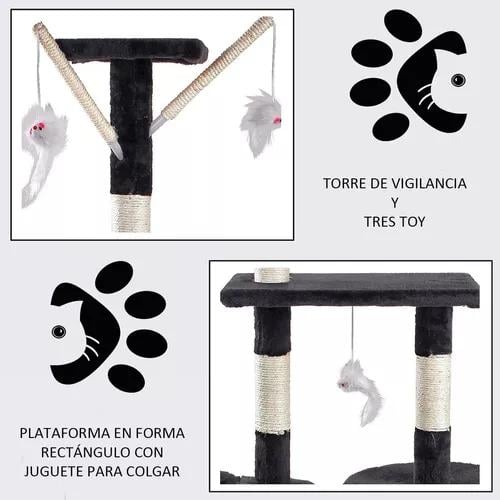 RASCADOR TIPO ÁRBOL GATOS - NIVELES INTERACTIVO COLOR GRIS - 5