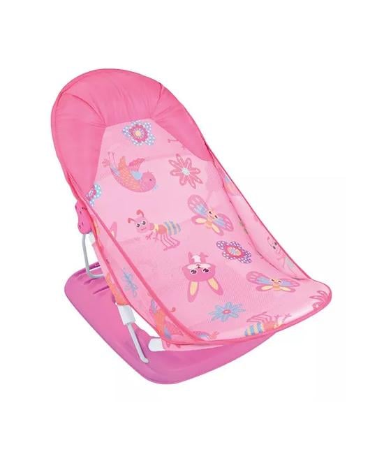 SILLA DE BAÑO PLEGABLE PARA BEBÉ CON ALMOHADA Y RED FLOTANTE, ROSADO - 1