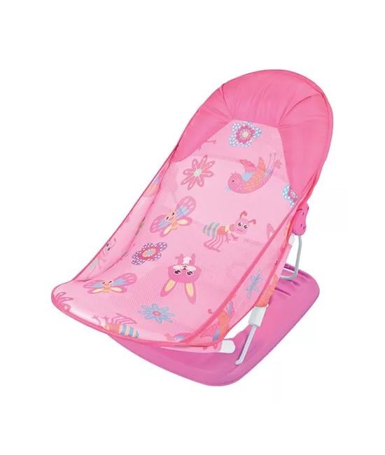 SILLA DE BAÑO PLEGABLE PARA BEBÉ CON ALMOHADA Y RED FLOTANTE, ROSADO - 2