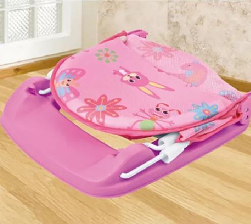 SILLA DE BAÑO PLEGABLE PARA BEBÉ CON ALMOHADA Y RED FLOTANTE, ROSADO - 4