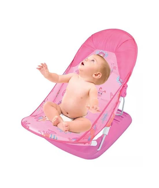 SILLA DE BAÑO PLEGABLE PARA BEBÉ CON ALMOHADA Y RED FLOTANTE, ROSADO - 5