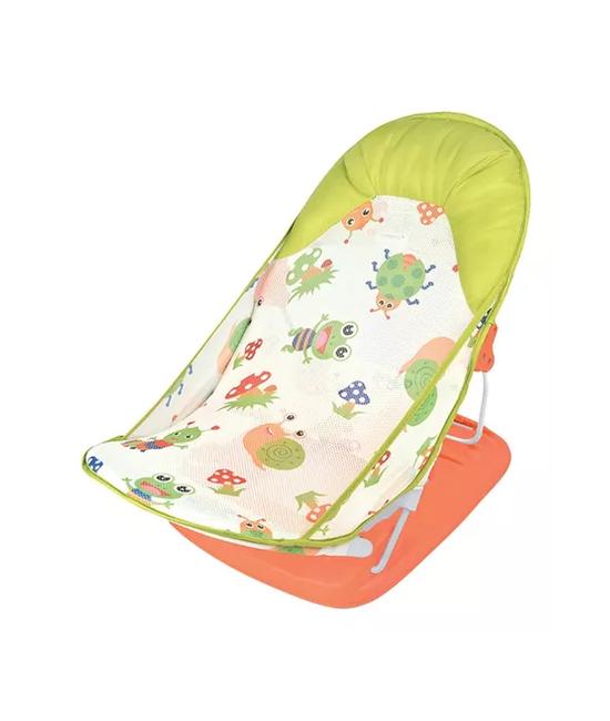SILLA DE BAÑO PLEGABLE PARA BEBÉ CON ALMOHADA Y RED FLOTANTE, VERDE - 1