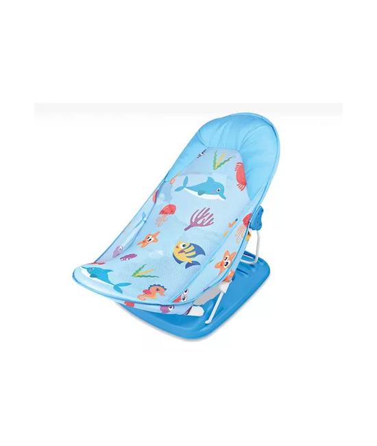 SILLA DE BAÑO PLEGABLE PARA BEBÉ CON ALMOHADA Y RED FLOTANTE, CELESTE - 5