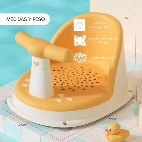 SILLA DE DUCHA PARA BEBÉ, COLOR AMARILLO - 2