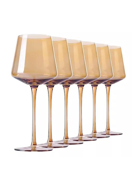 SET 6 COPAS DE VINO MODERNAS ÁMBAR - 2