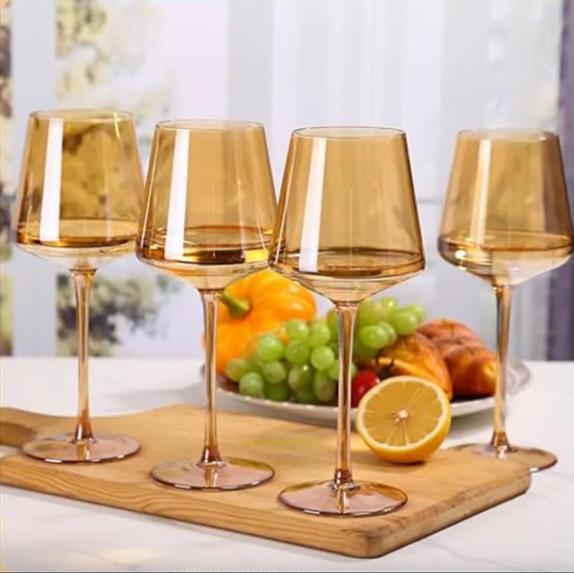 SET 6 COPAS DE VINO MODERNAS ÁMBAR - 4