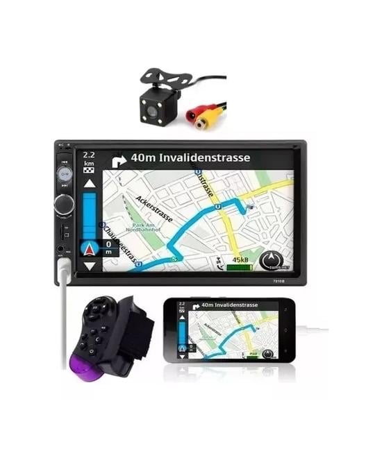 RADIO PARA AUTO 2 DIN, MIRROR LINK, CÁMARA RETROCESO, COMANDO, COLOR NEGRO - 2