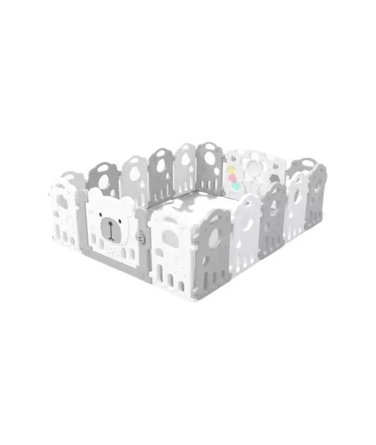 CORRAL PLEGABLE PARA BEBÉ ARMABLE CON PANELES DE SEGURIDAD, GRIS - 1