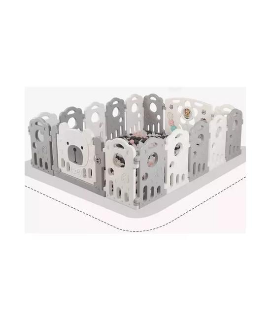 CORRAL PLEGABLE PARA BEBÉ ARMABLE CON PANELES DE SEGURIDAD, GRIS - 3