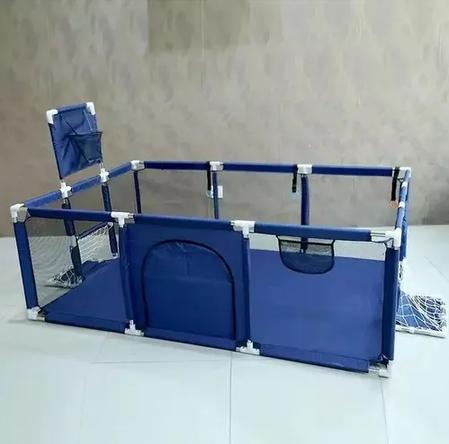 CORRAL DE SEGURIDAD PARA BEBÉS CON ARO Y PORTERÍA 180CM + PELOTAS, AZUL MARINO - 2