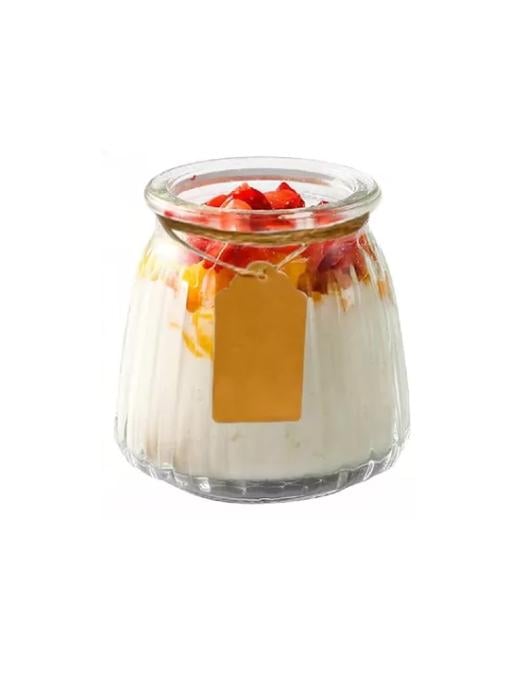 40 VASOS VIDRIO CON TAPA YOGURT POSTRE SOPA 130ML - 1