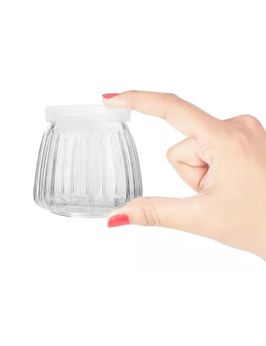 40 VASOS VIDRIO CON TAPA YOGURT POSTRE SOPA 130ML - 2