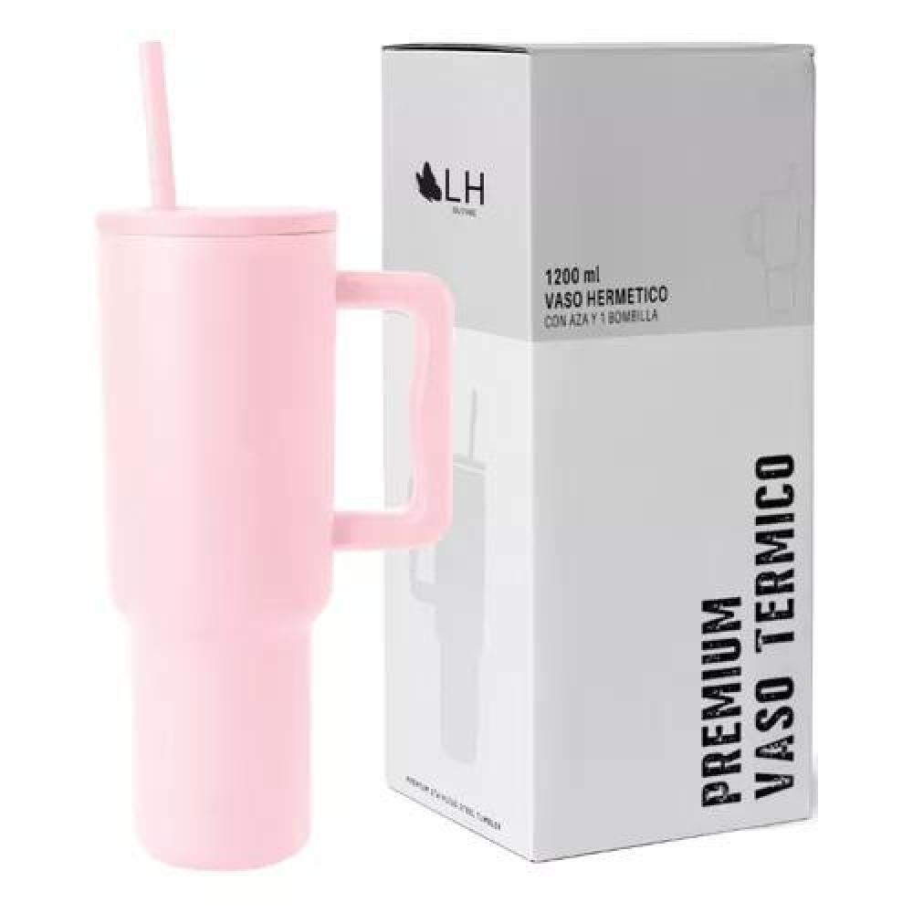 VASO TÉRMICO MUG, 1200 LT, ACERO INOXIDABLE, COLOR ROSADO - 1