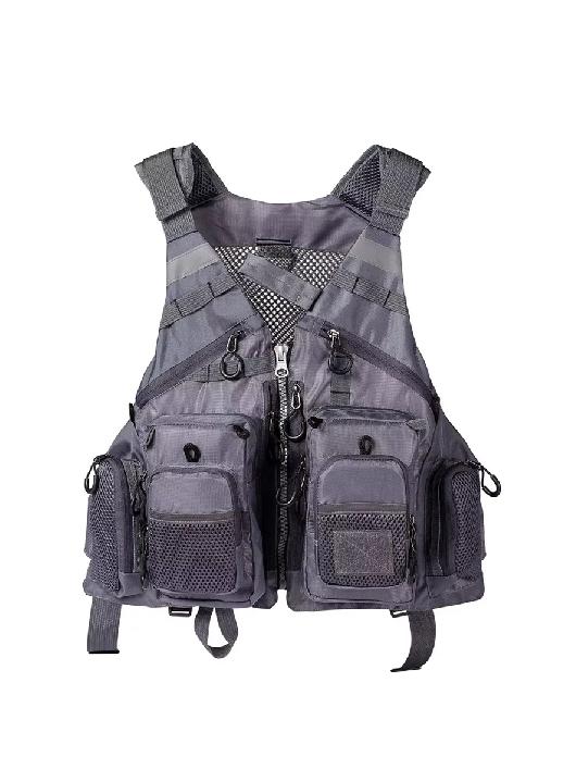 CHALECO DE PESCA CON MOCHILA SALVAVIDAS PESCADOR MOSCA, VERDE - 1